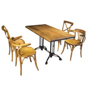 铸铁铁脚餐桌 胡桃里咖啡厅实木餐桌椅